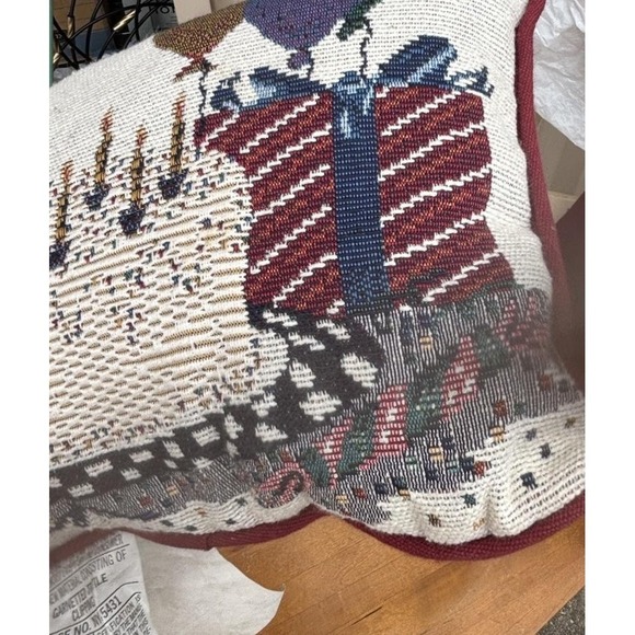 Vtg Needlepoint Throw Pillow Happy Birthday - Picture 7 of 9